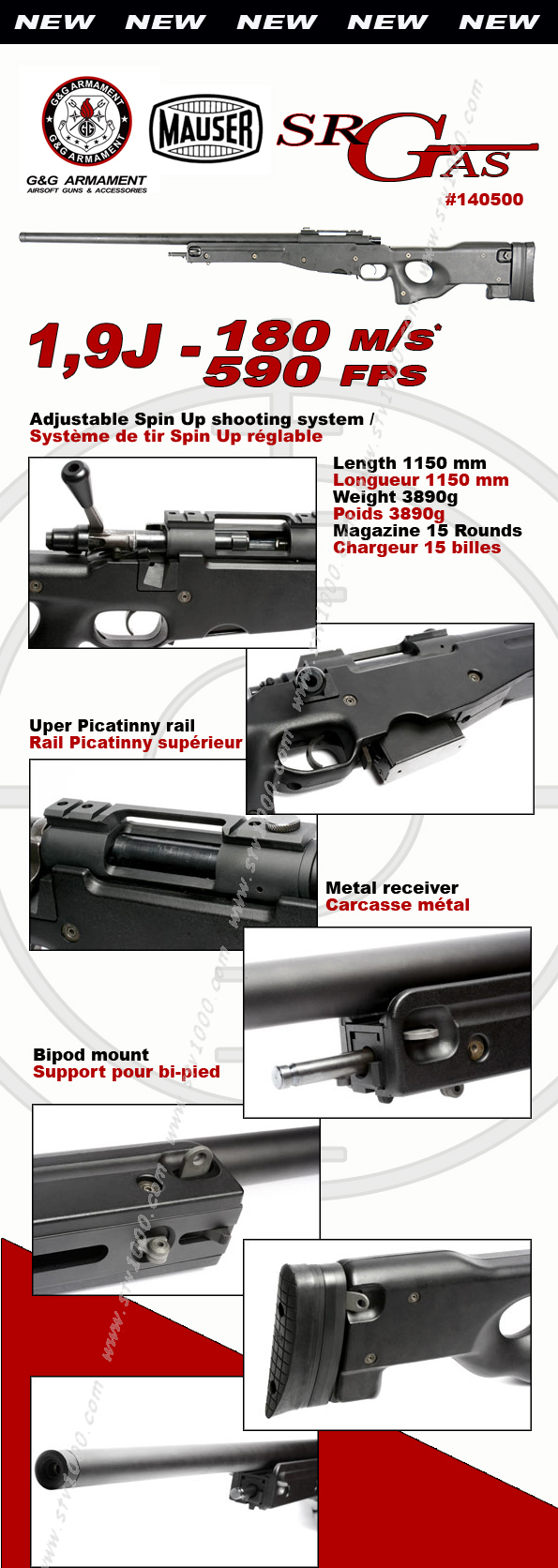 G&G ARMAMENT - MAUSER SRG à gaz de 1,9 Joules